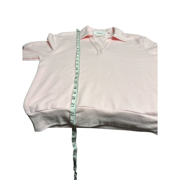 Womens Chrldr Cheerleader Pink Collared Long Sleeve Lightweight Pullover Sweater - Picture 8 of 10